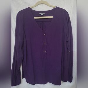 GO Silk Purple Long Sleeve Top Size Large